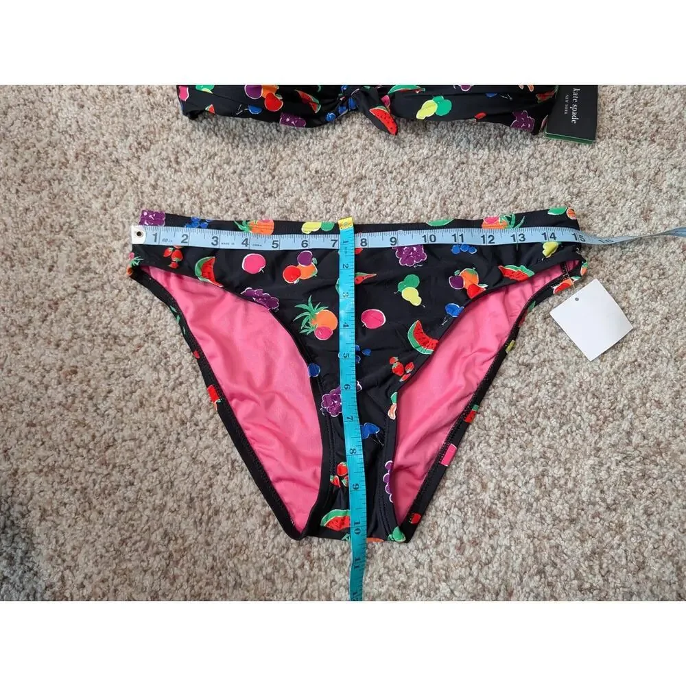 Kate Spade New York Women Bandeau 2 Piece Fruit Print Bikini Swimsuit, L NWT